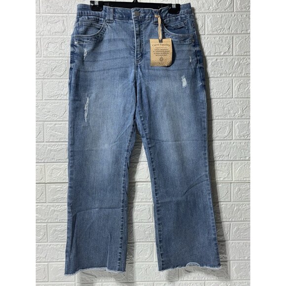 Democracy "Ab" Technology Women's Distressed High Rise Slim Straight Jeans 12 - Picture 1 of 5